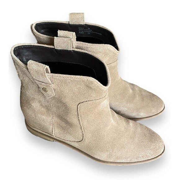Cole Haan Grand Series WM SZ 9 Raya Hidden Wedge Suede Booties Beige - Picture 2 of 8